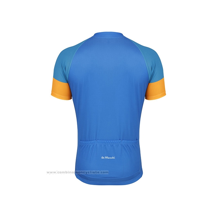 2021 Maillot Cyclisme de Marchi Jaune Bleu Manches Courtes et Cuissard